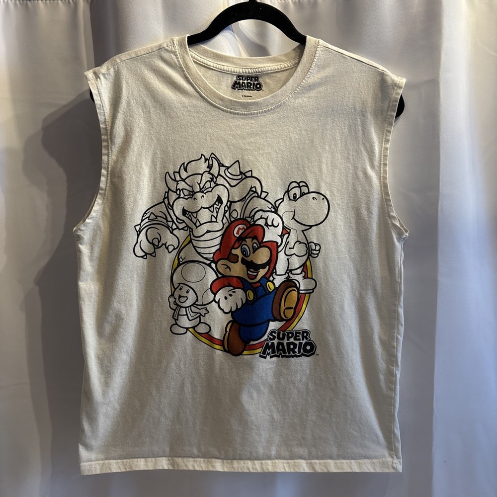 Youth 18 Nintendo Super Mario White Sleeveless Tee Tank‎ Nintendo